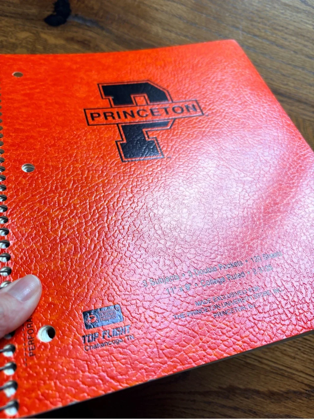 Vintage Princeton Spiral College- Ruled 3 Subject Notebook in Orange- Top Flight